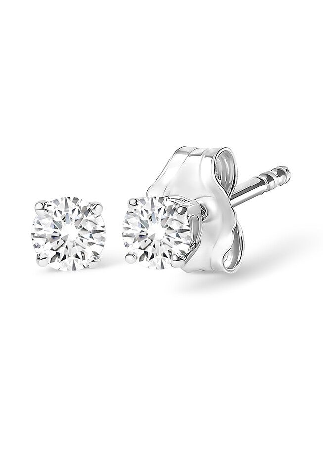 14K White Gold 1/4 Cttw Lab Grown Diamond 4-Prong Classic Solitaire Stud Earrings, WHITE GOLD, hi-res image number null