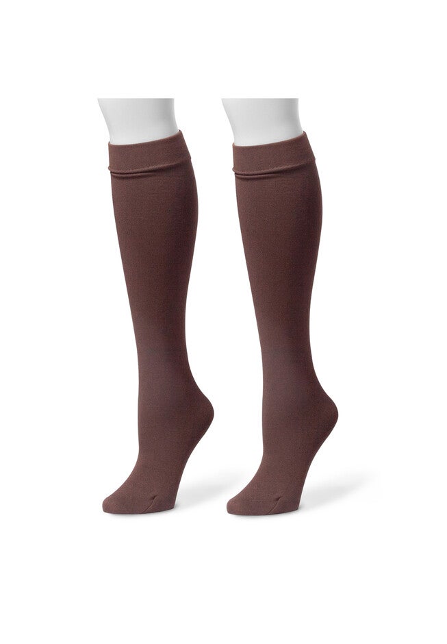 2 Pack Fleece Lined Knee High Socks, BROWN, hi-res image number null
