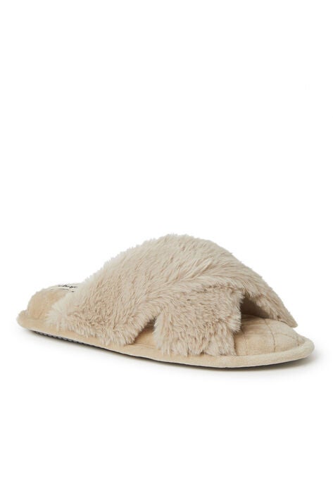Jessica Furry Crossband Slide Slipper, LATTE, hi-res image number null