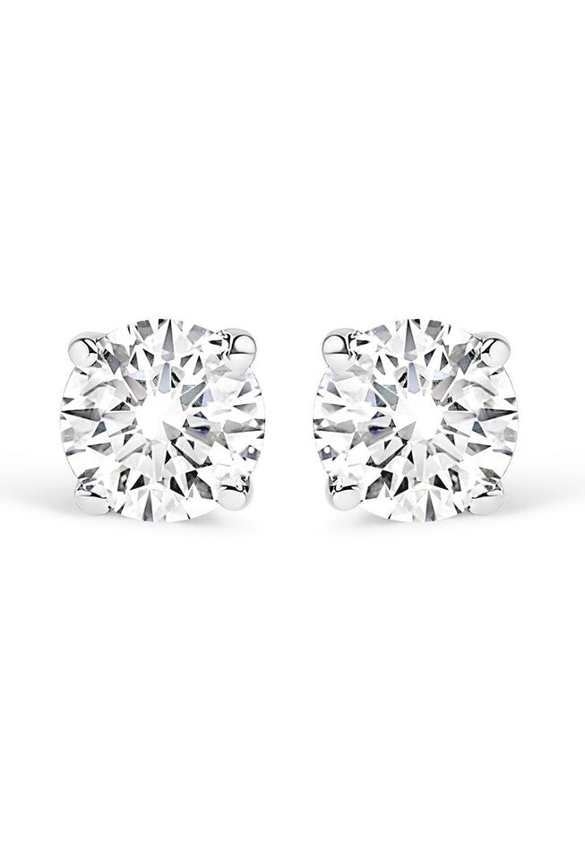 14K White Gold 1/4 Cttw Lab Grown Diamond 4-Prong Classic Solitaire Stud Earrings, , on-hover image number null