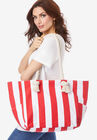 Striped Canvas Tote., RED, hi-res image number null