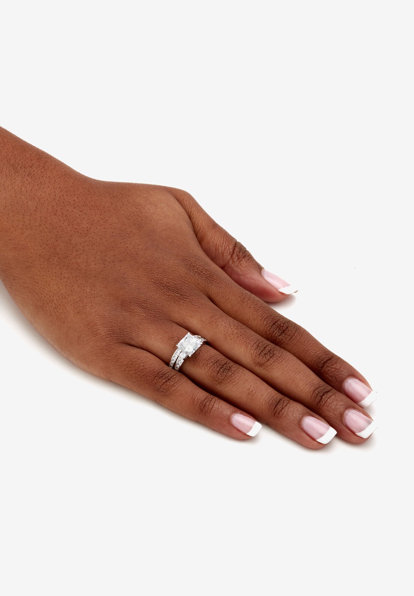 3.62 Cttw 2-Piece Platinum Plated .925 Silver Cubic Zirconia Wedding Ring Set, , alternate image number 3