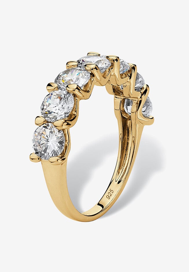 3.50 Cttw. Round Gold-Plated Sterling Silver Cubic Zirconia Wedding Ring, , on-hover image number 1