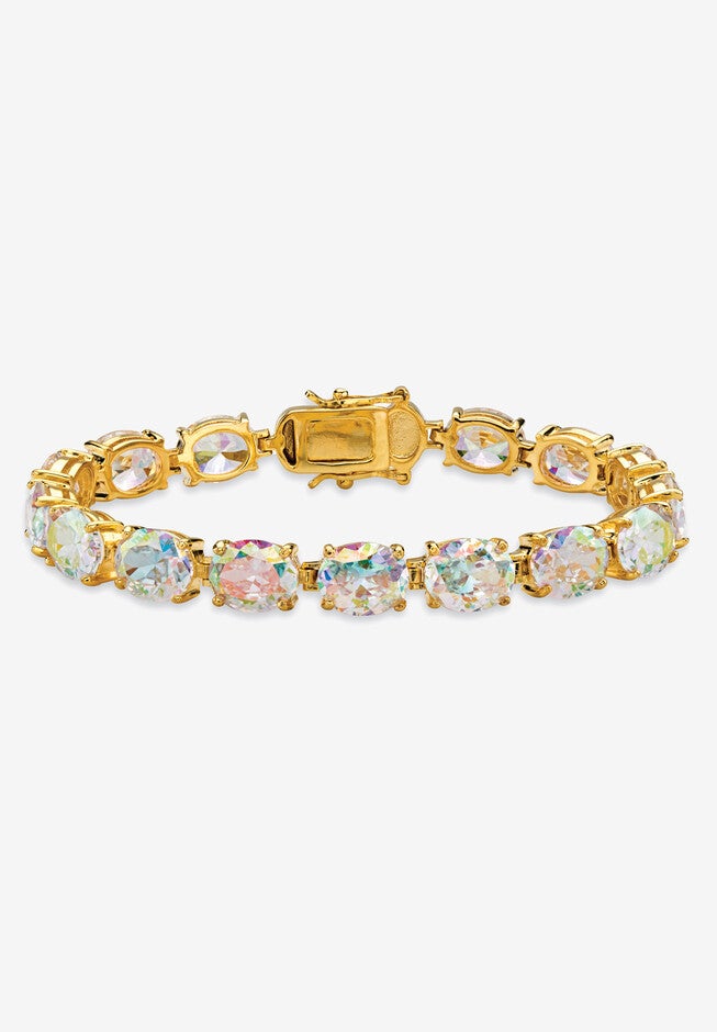 Aurora Borealis Gold-Plated Tennis Bracelet, 7.5 inches, CUBIC ZIRCONIA, hi-res image number null