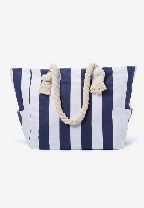 Striped Canvas Tote., , alternate image number null
