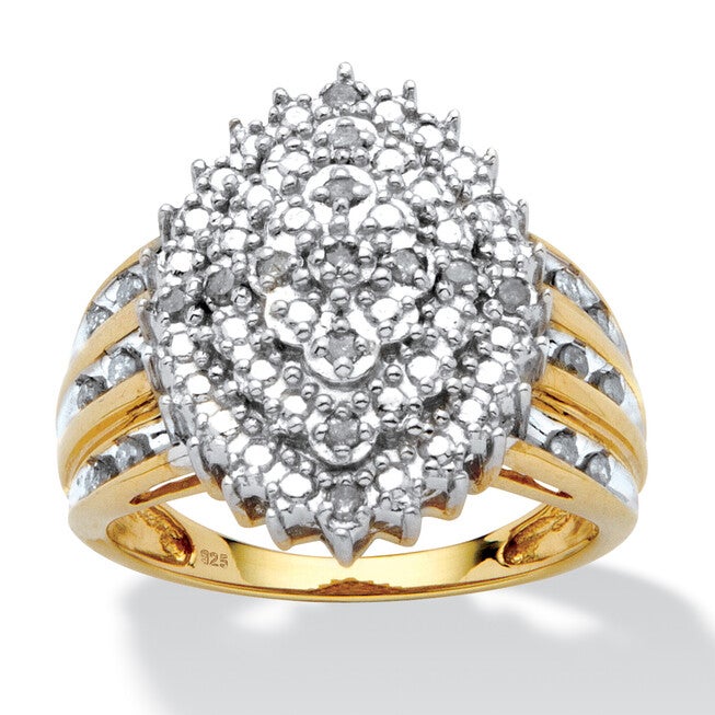 3/8 TCW Diamond Marquise-Shaped Ring 18k Yellow Gold-plated Sterling Silver, WHITE, hi-res image number null