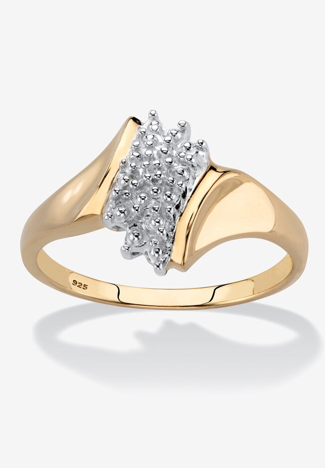 Gold & Sterling Silver Diamond Cluster Ring, GOLD, hi-res image number 0