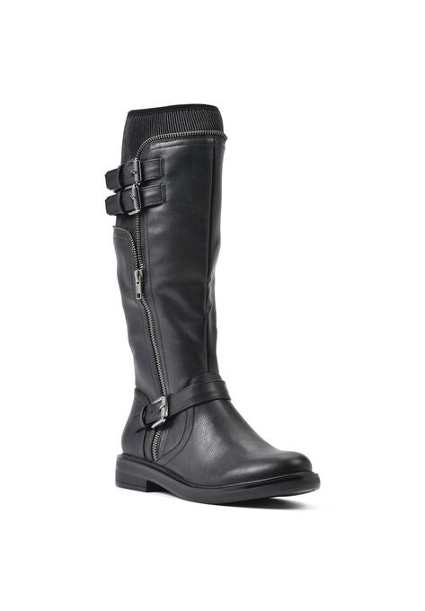 Mazed Wide Calf Boot, BLACK SMOOTH, hi-res image number null
