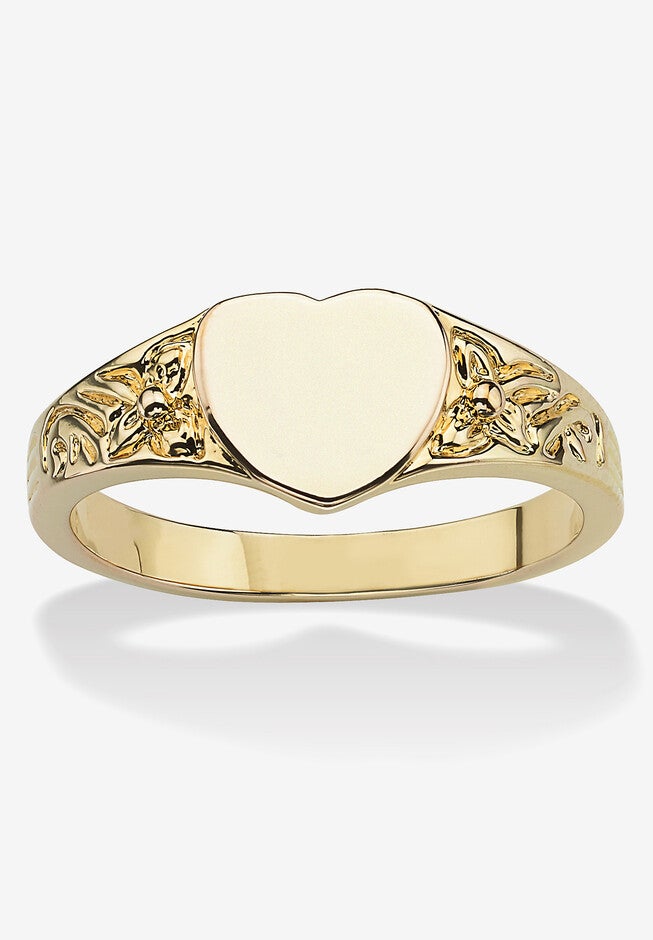 Yellow Gold-Plated Heart Shaped Ring, GOLD, hi-res image number null