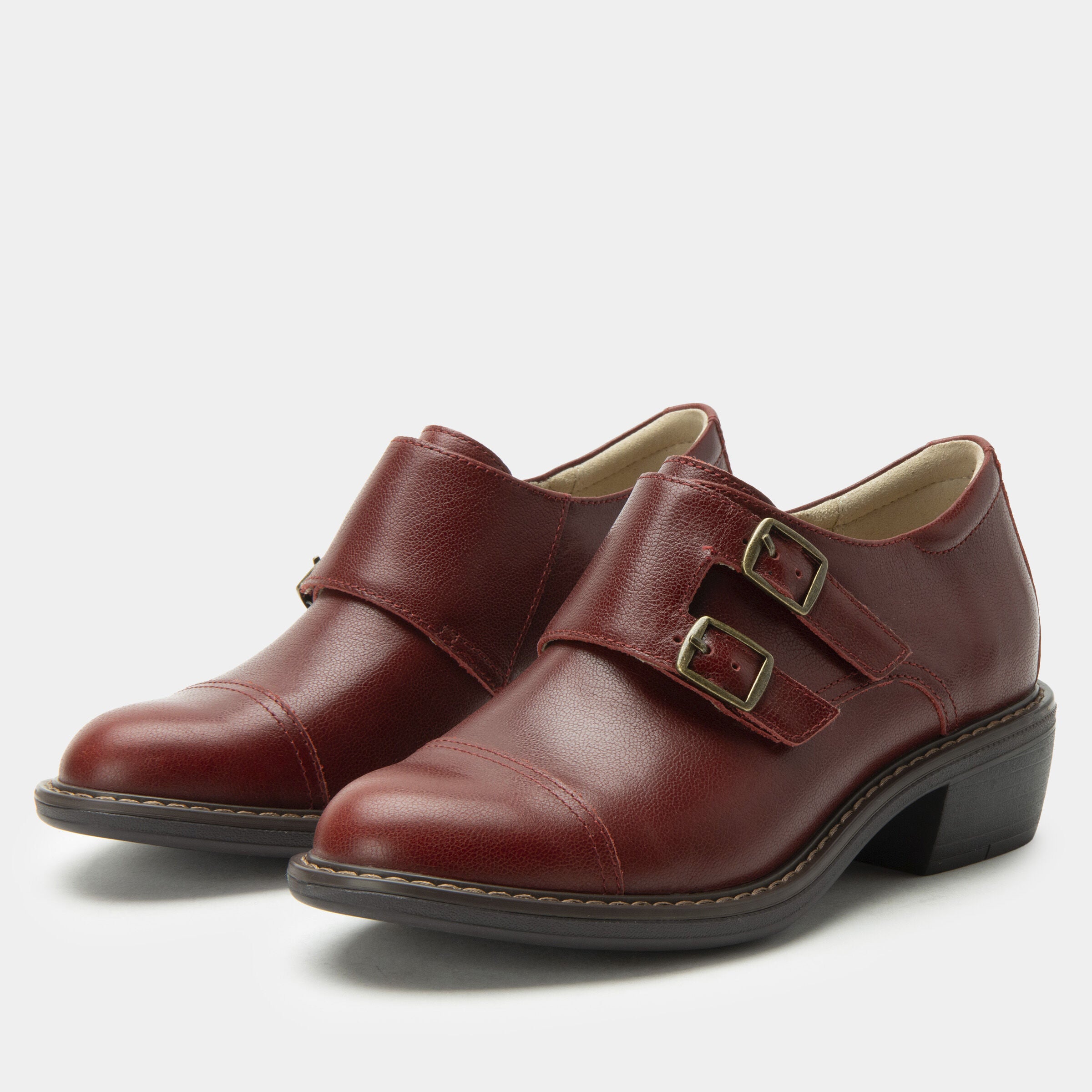 Mave Oxford Loafer Double Buckle Shoe, RED, hi-res image number 0
