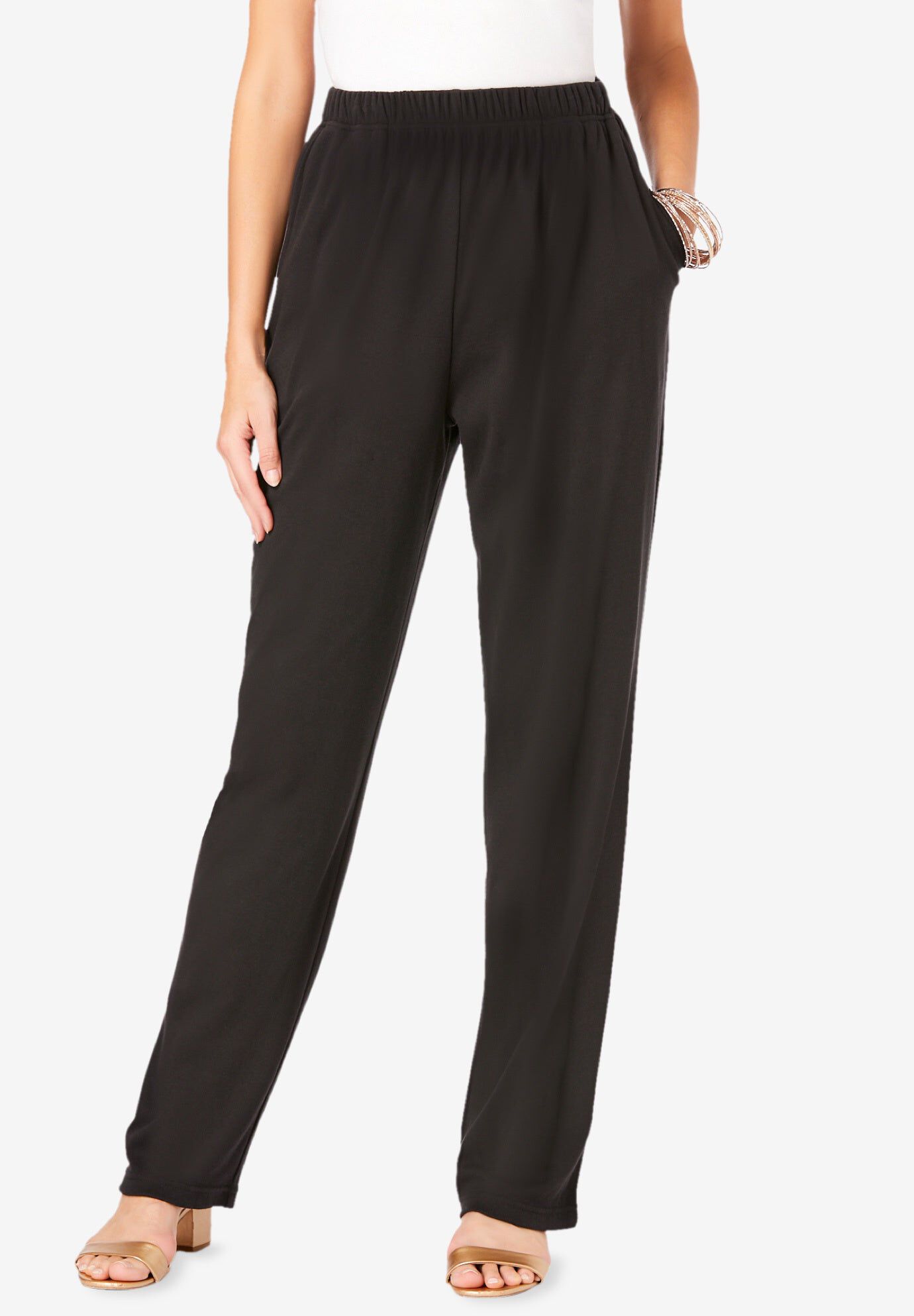 Plus Size Soft Knit Relaxed Pull-On Straight Leg Pant