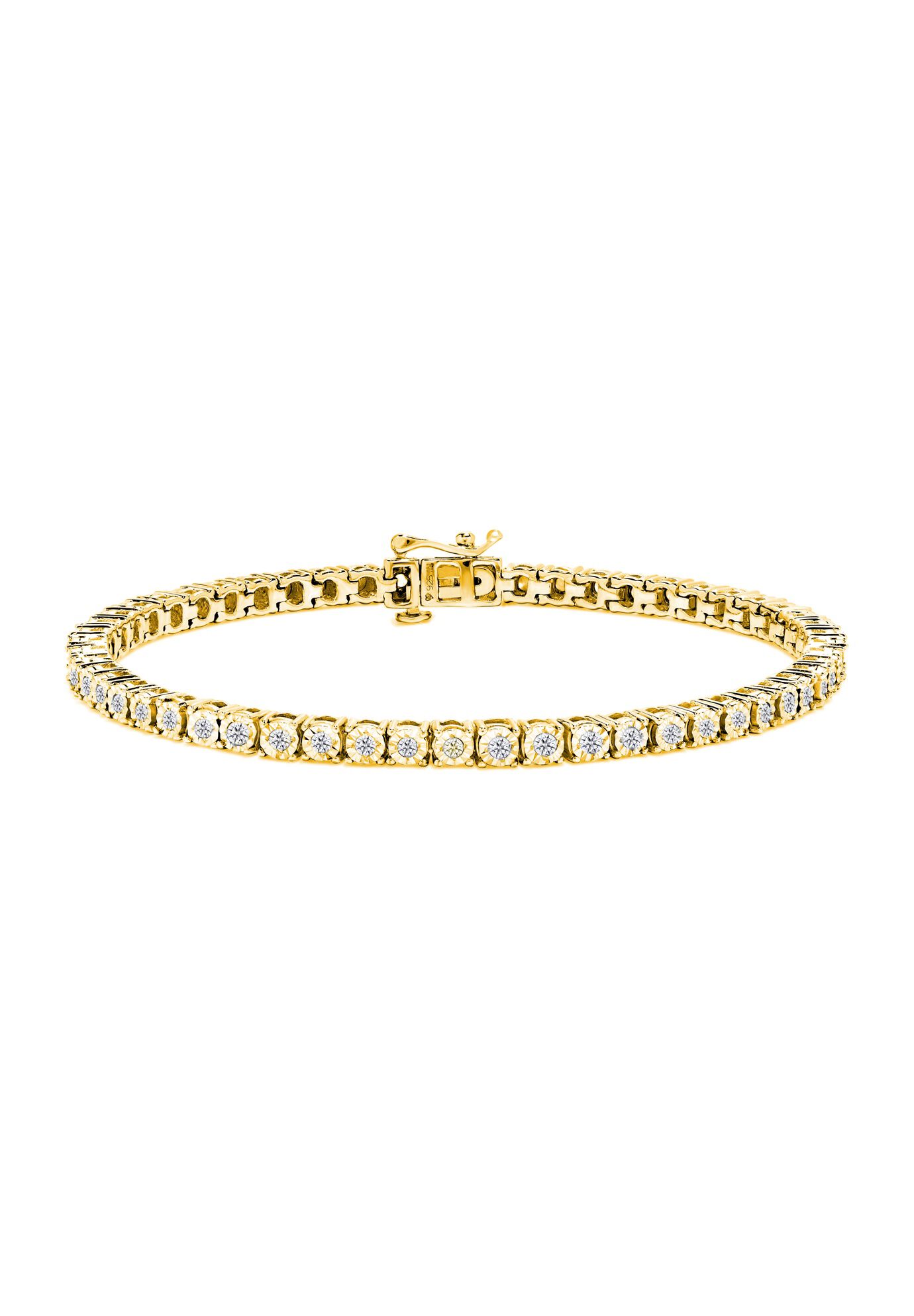 Silver 1.0 Cttw Miracle-Set Diamond Tennis Bracelet - 10 inches, YELLOW GOLD, hi-res image number 0