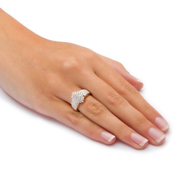 1/4 TCW Round Diamond 18k Gold-plated Sterling Silver Marquise-Shaped Ring, WHITE, alternate image number 2