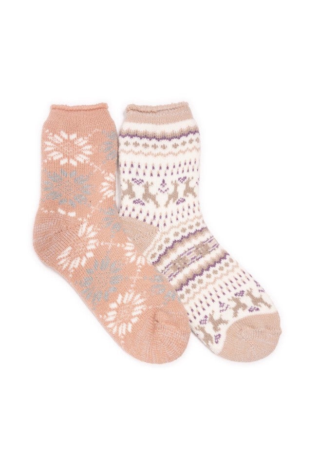 2 Pair Pack Crew Heat Retainer Socks, BLUSH, hi-res image number null