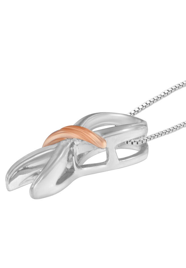Two-Toned Silver Bow Pendant Necklace, , alternate image number null