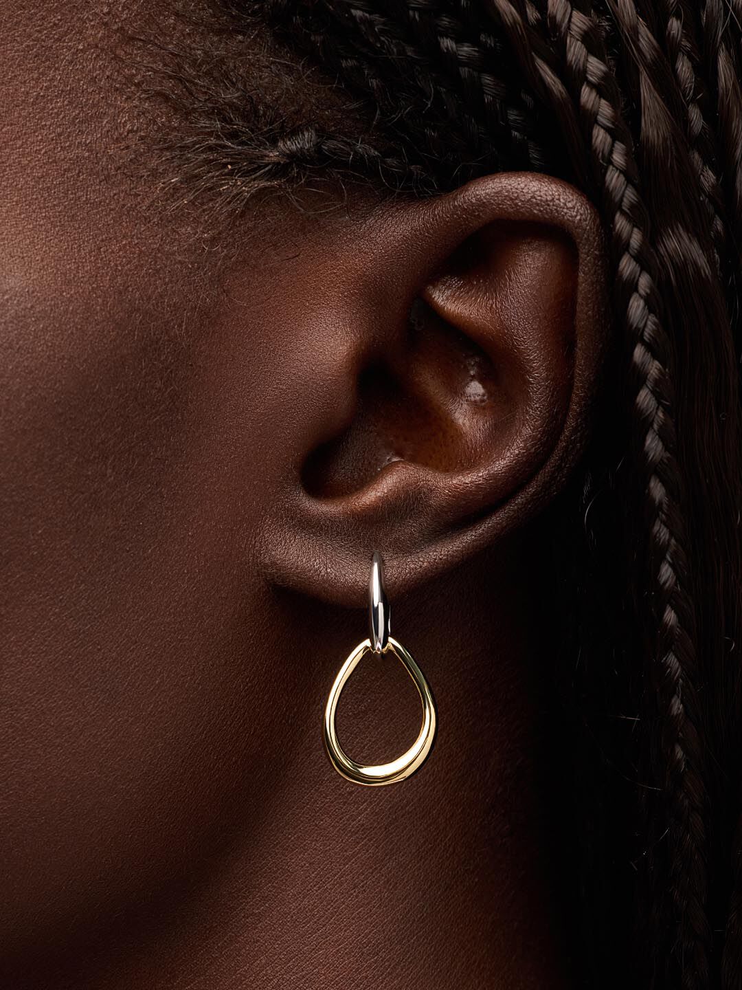 Sage Two Tone Drop Earrings, GOLD TWO TONE, alternate image number 2