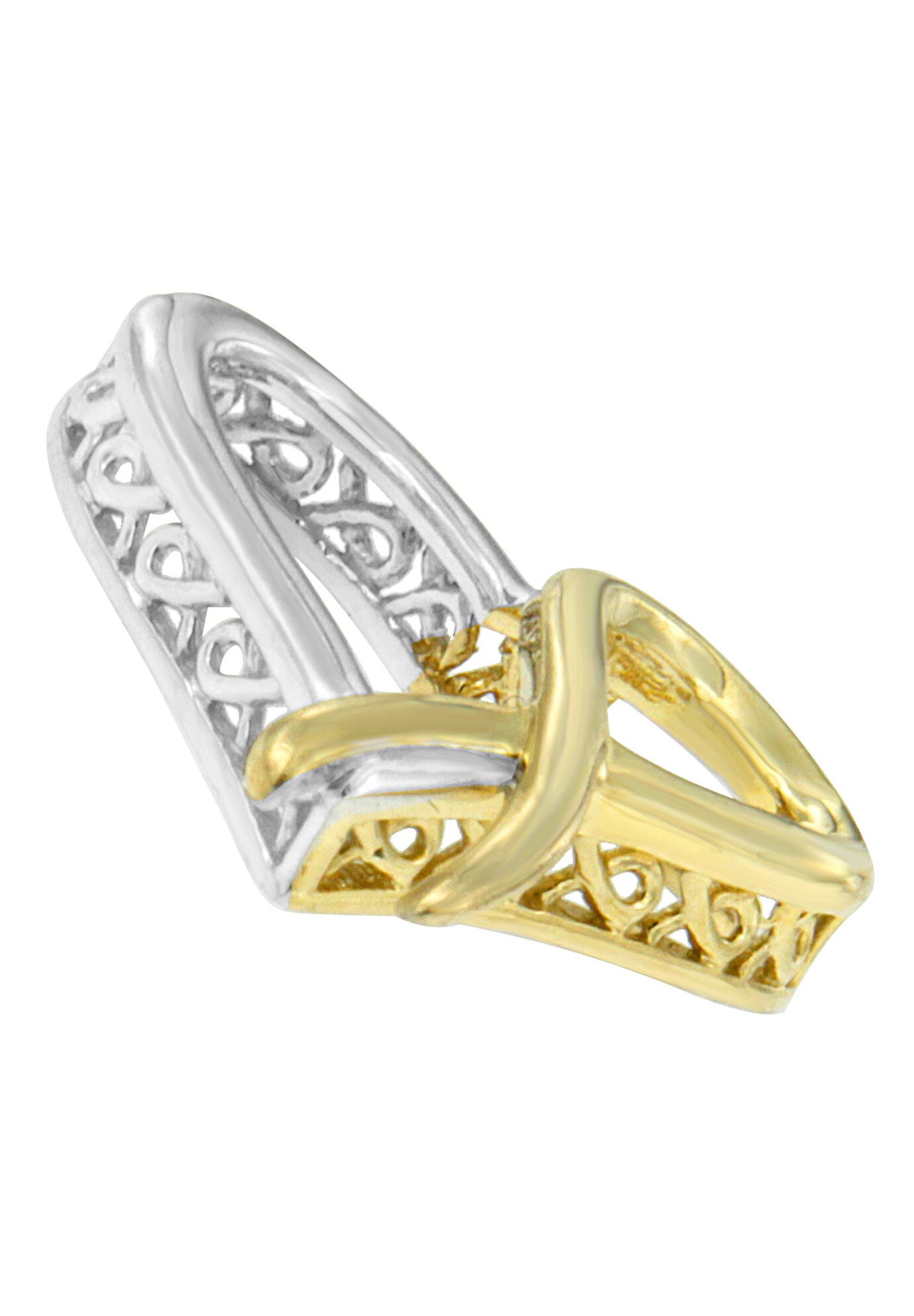 Two-Tone .925 Sterling Silver Heart-Shaped Pendant Necklace, , alternate image number 2