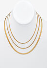 Gold Ion-Plated Stainless Steel Multistrand Herringbone Necklace 15-17.5 Inch, , alternate image number null