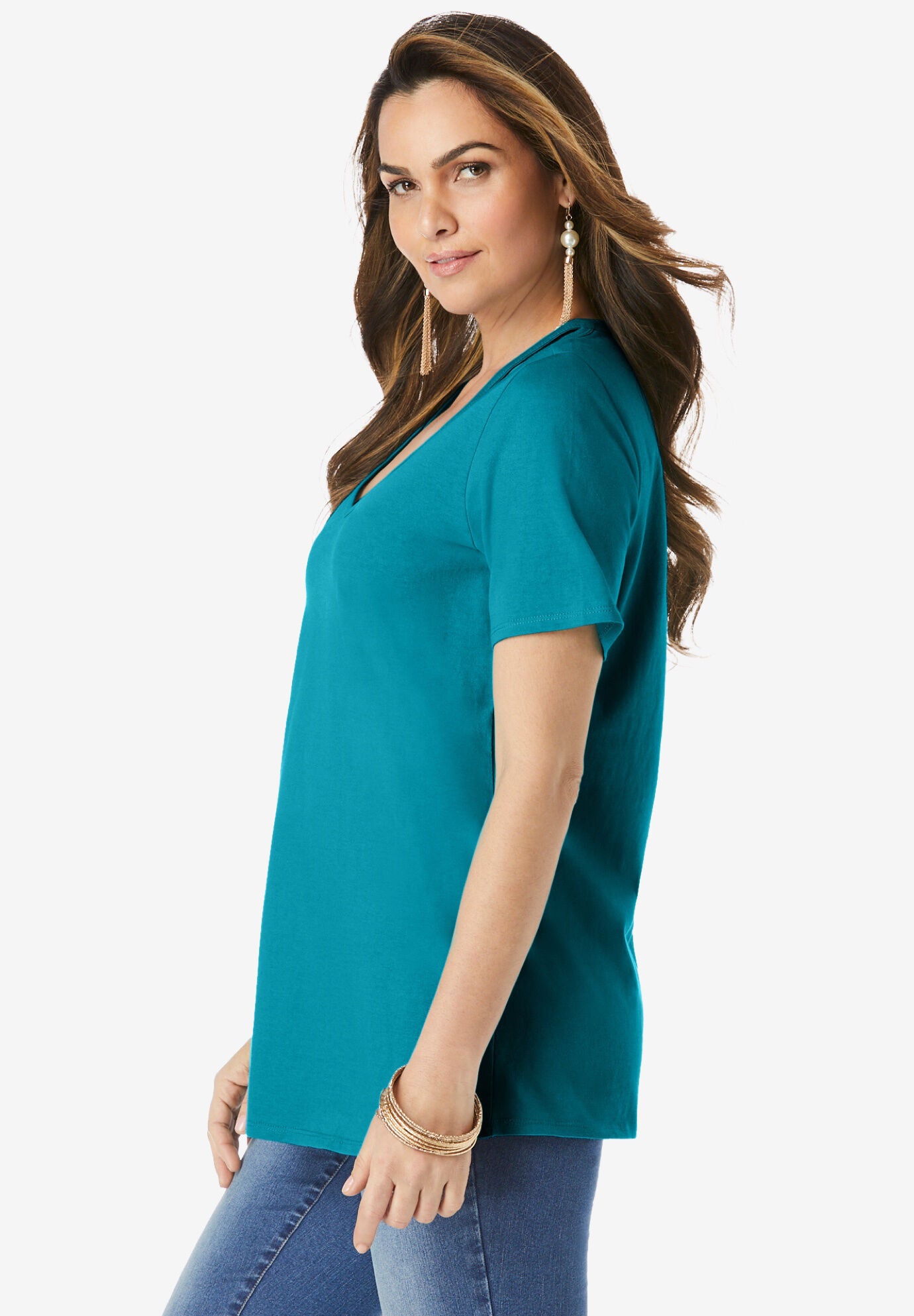 Slit V-Neck Ultimate Tee, , alternate image number 2