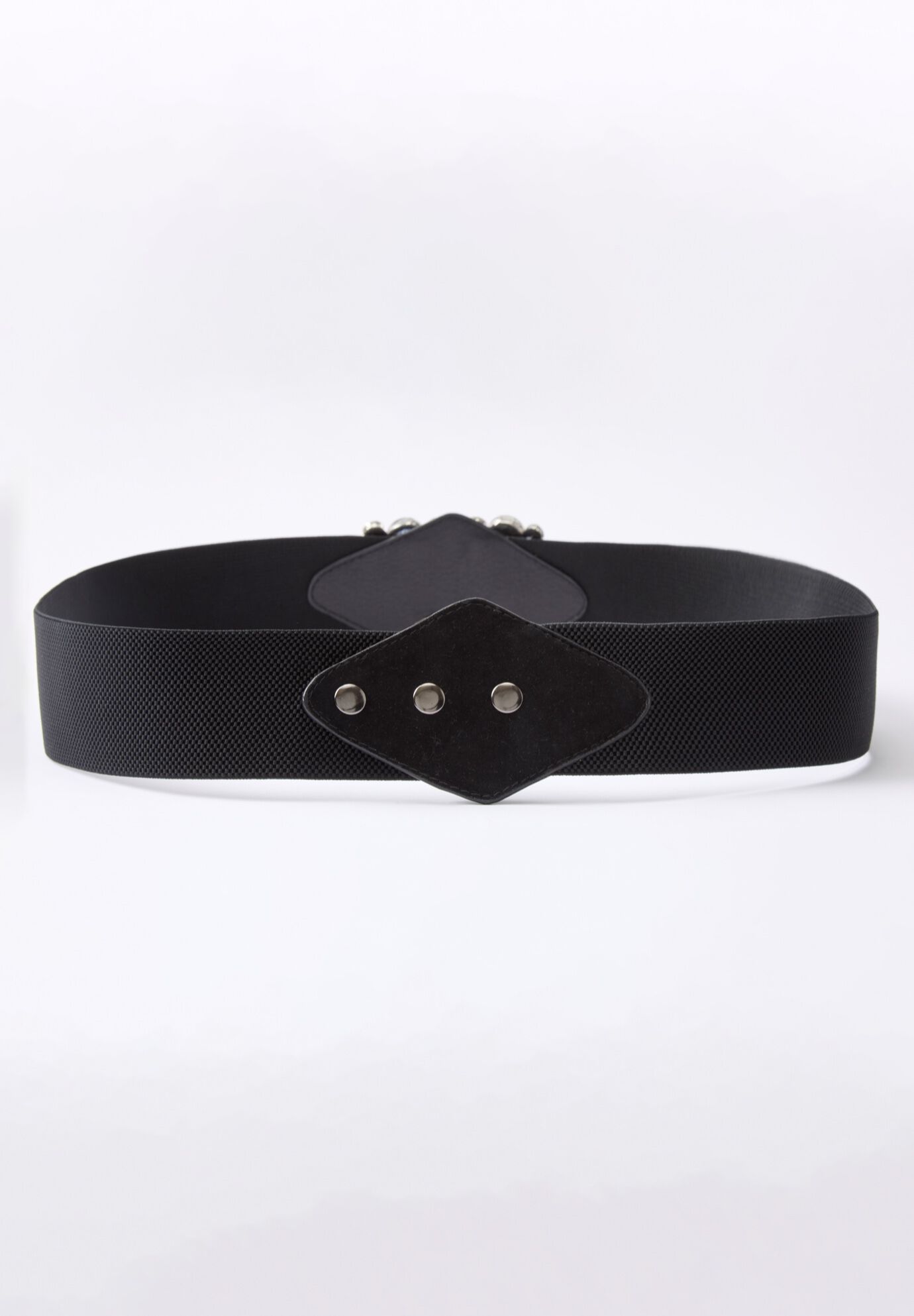 Rhinestone Stretch Belt, BLACK, on-hover image number 1