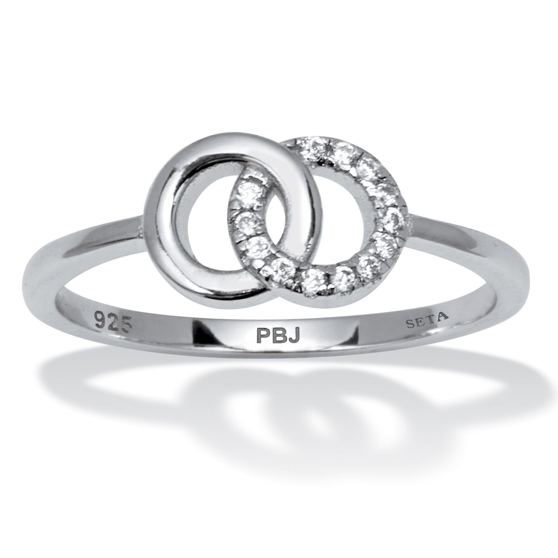 0.07 TCW Round Cubic Zirconia Sterling Silver Eternity Circles Ring, WHITE, hi-res image number 0