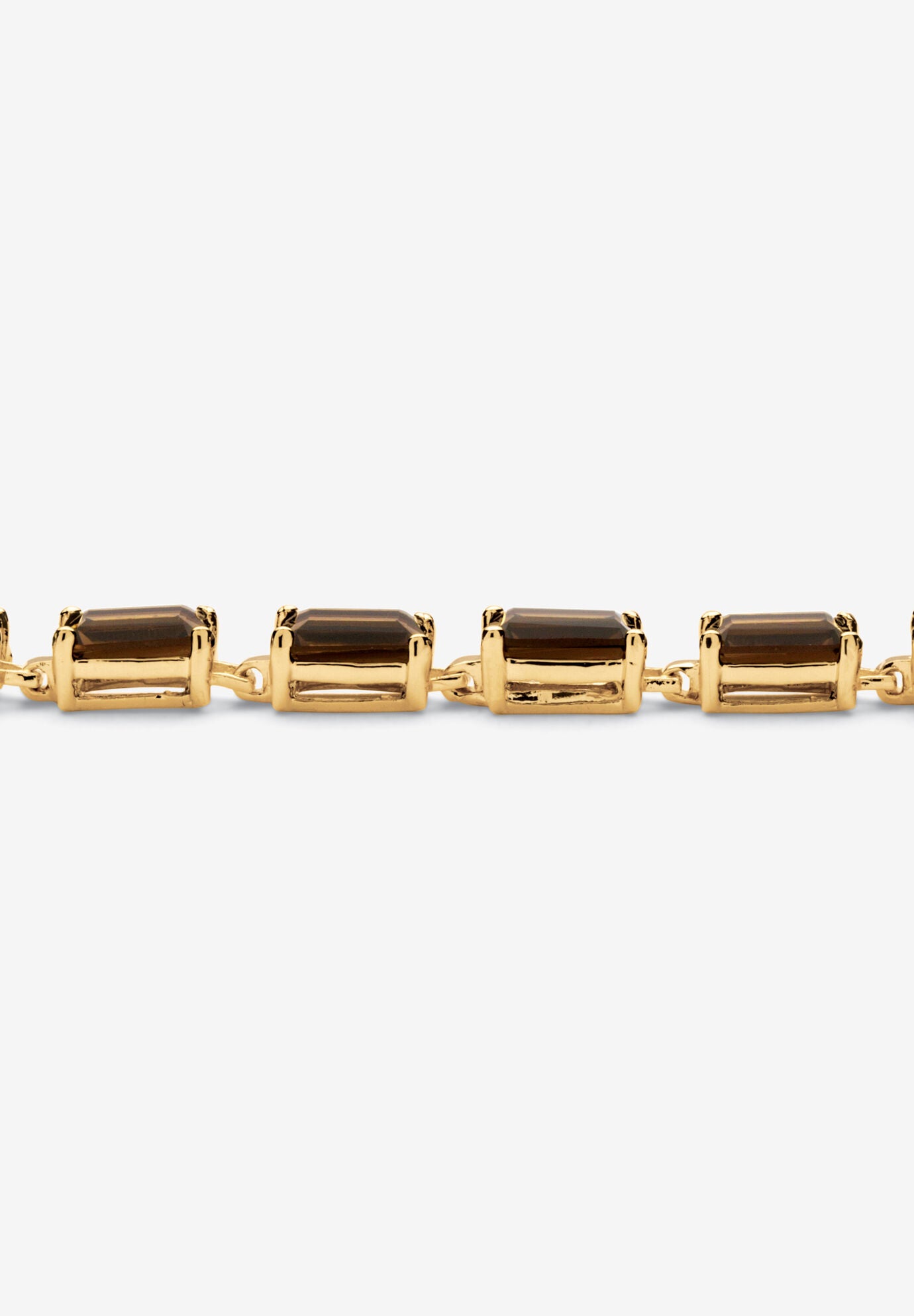 Gold-Plated Tennis Bracelet (5.5Mm), Emerald Cut Smoky Quartz, 7.25 inches, , on-hover image number 1
