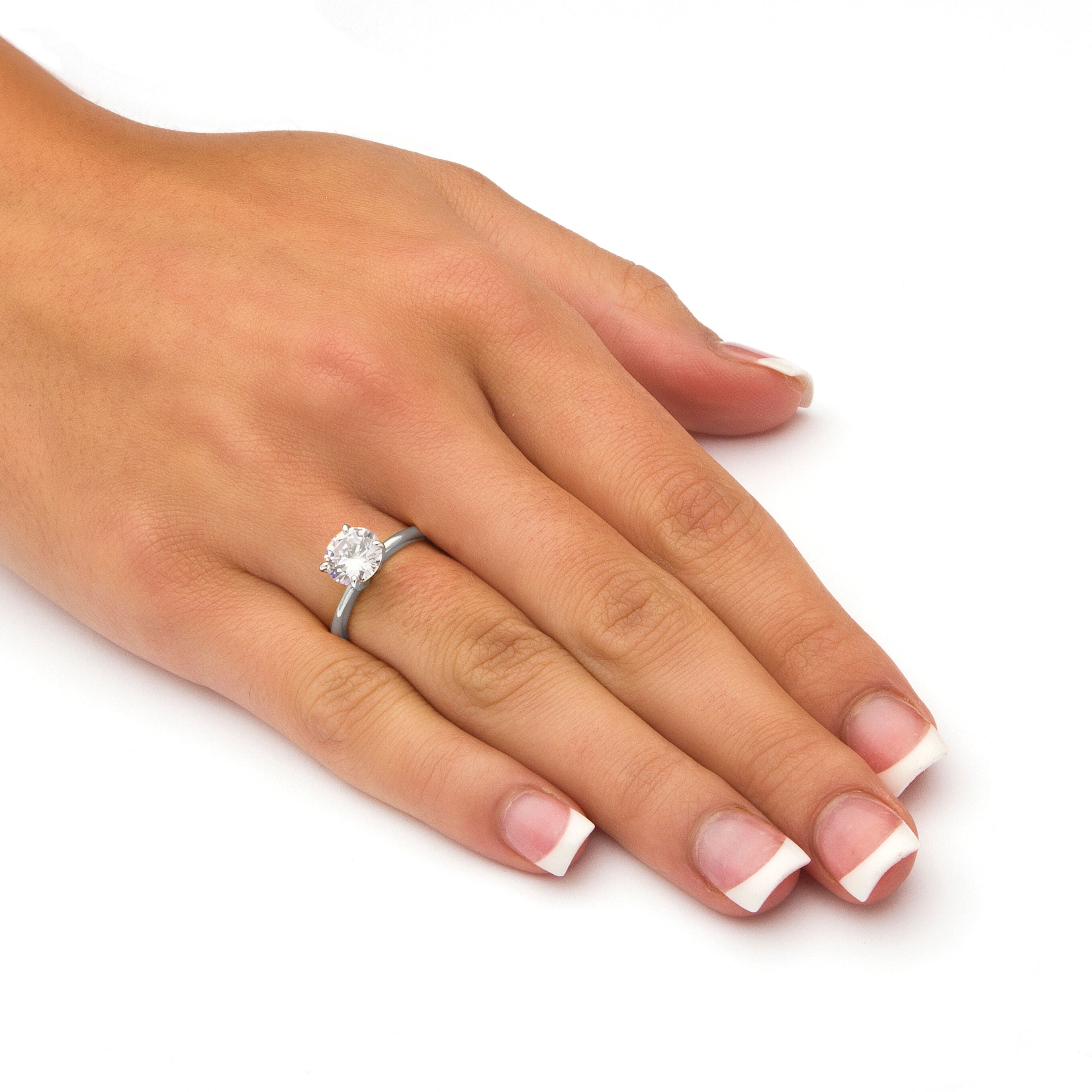 2.00 TCW Round Cubic Zirconia Solitaire Ring Platinum-Plated, WHITE, alternate image number 2