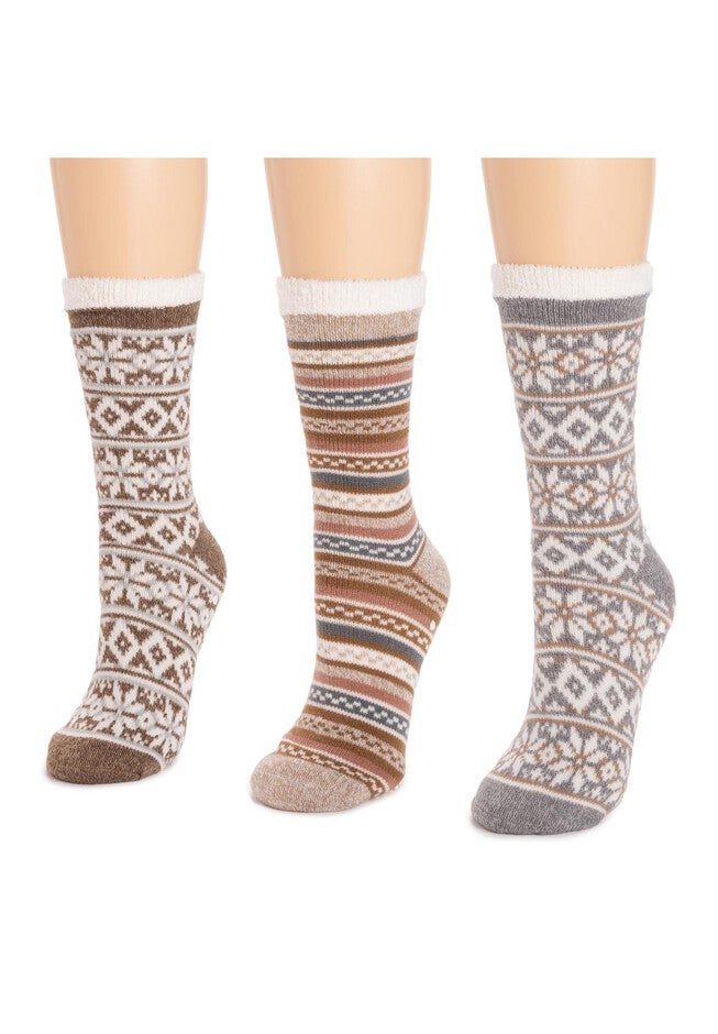 3 Pk. Tall Cozy Lined Lounge Socks, , alternate image number null
