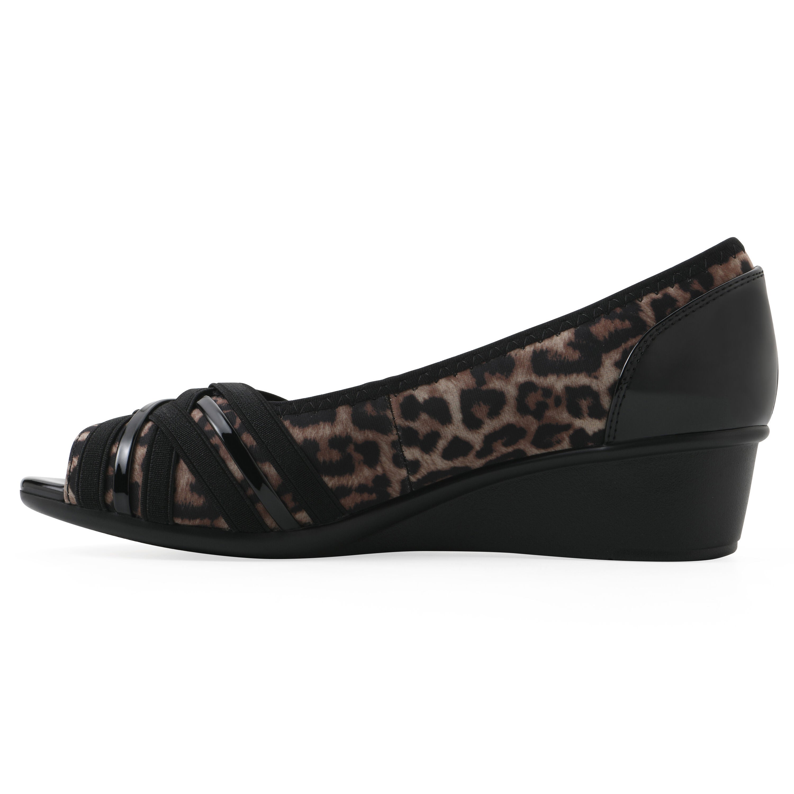 Boldest Peep Toe Wedge, TAN LEOPARD NYLON, alternate image number 3