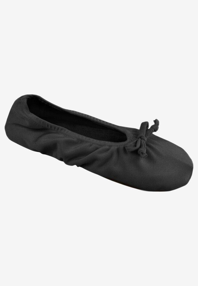 Stretch Satin Ballerina Slippers , BLACK, hi-res image number null