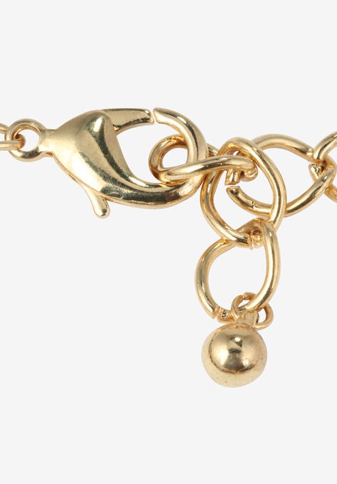 Double Curb-Link Bracelet And Drop Earrings Set In Goldtone And Black Ruthenium, , on-hover image number null
