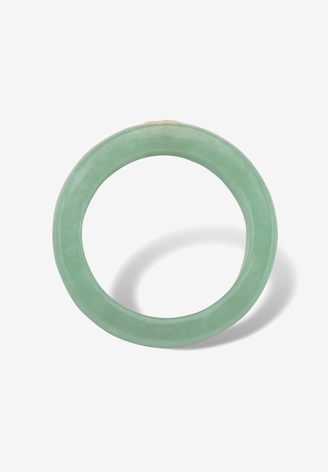 10K Yellow Gold Bezel Set White Topaz Jade Ring Jewelry, , on-hover image number null