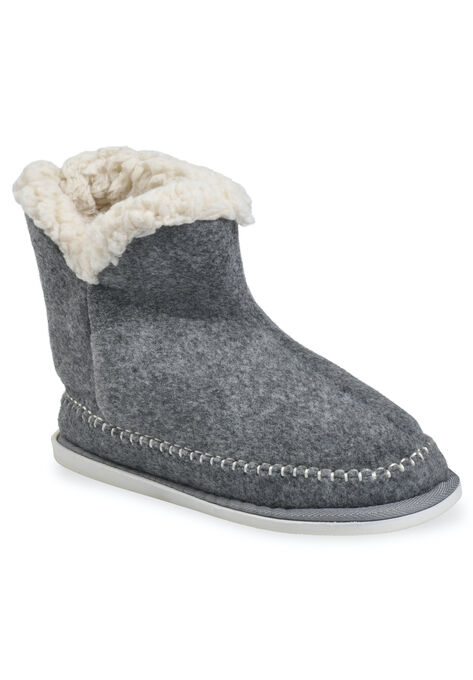 Faux Fur Wool Moccasin Slipper Boot, CHARCOAL GREY, hi-res image number null