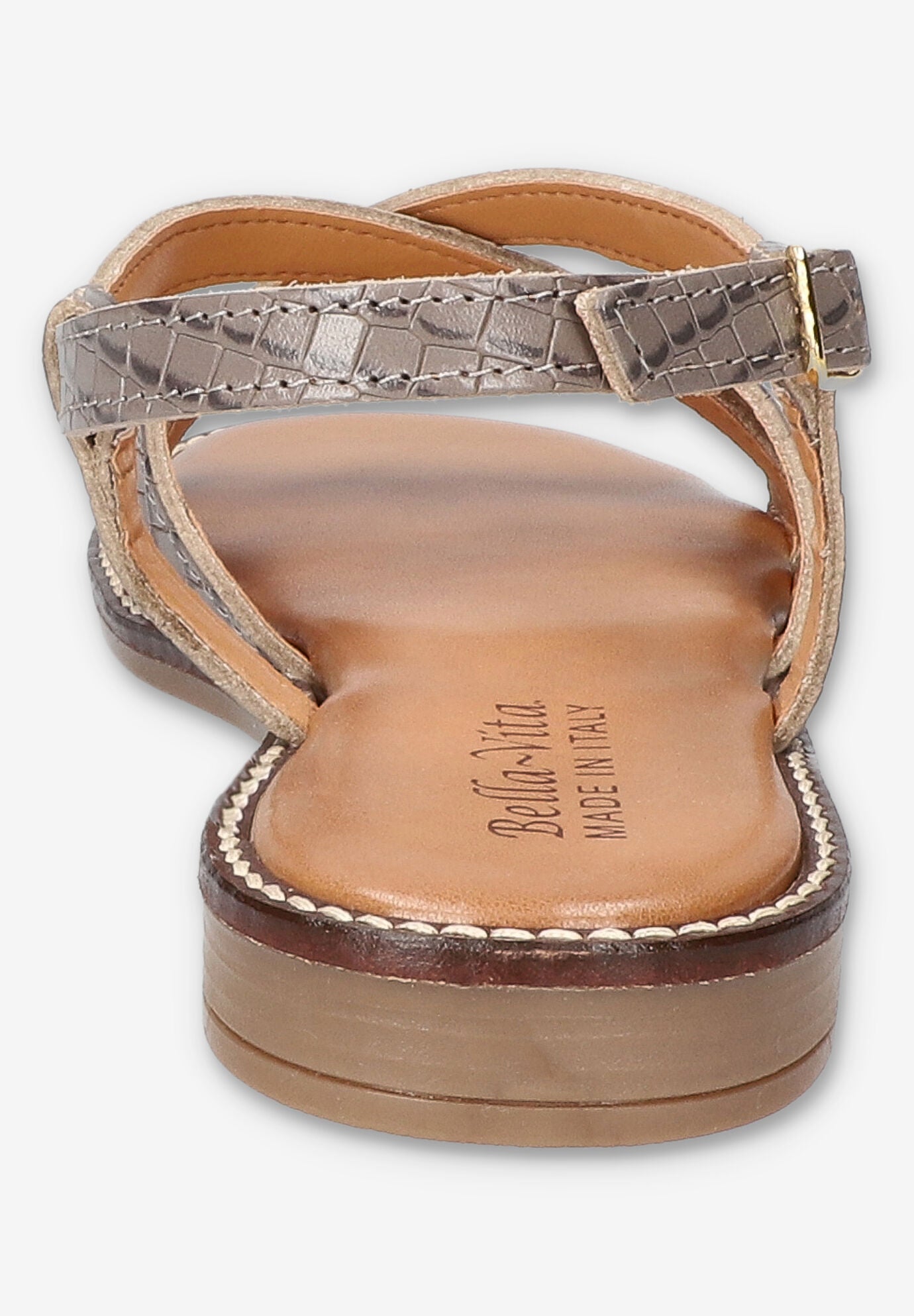 Tya-Italy Flat Sandal, GREY CROCO LEATHER, alternate image number 3