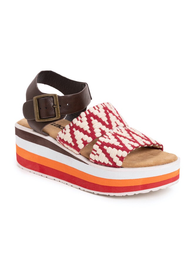 Groove Music Platform Sandals, RED WHITE, hi-res image number 0