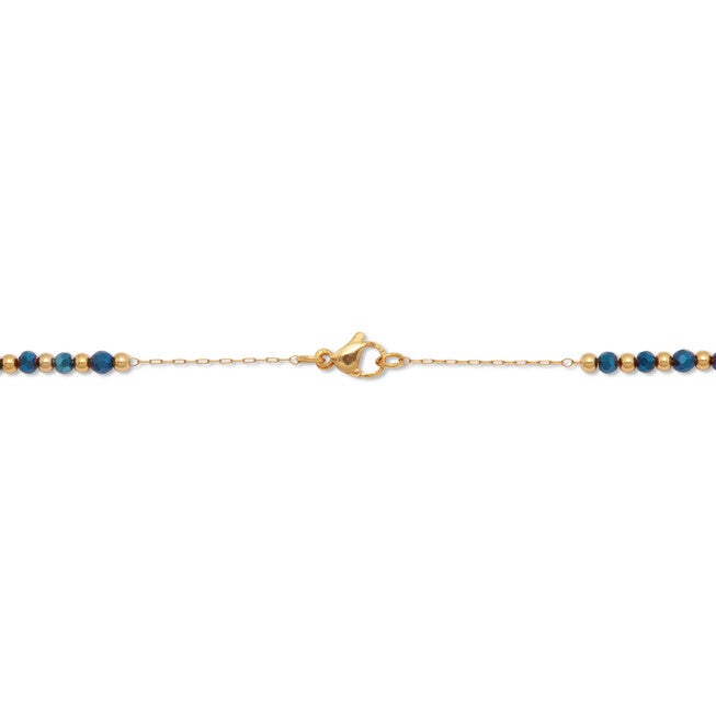 Yellow Gold Ion-Plated Stainless Steel Crystal Beaded Rosary Necklace 21-inch, BLUE, on-hover image number null