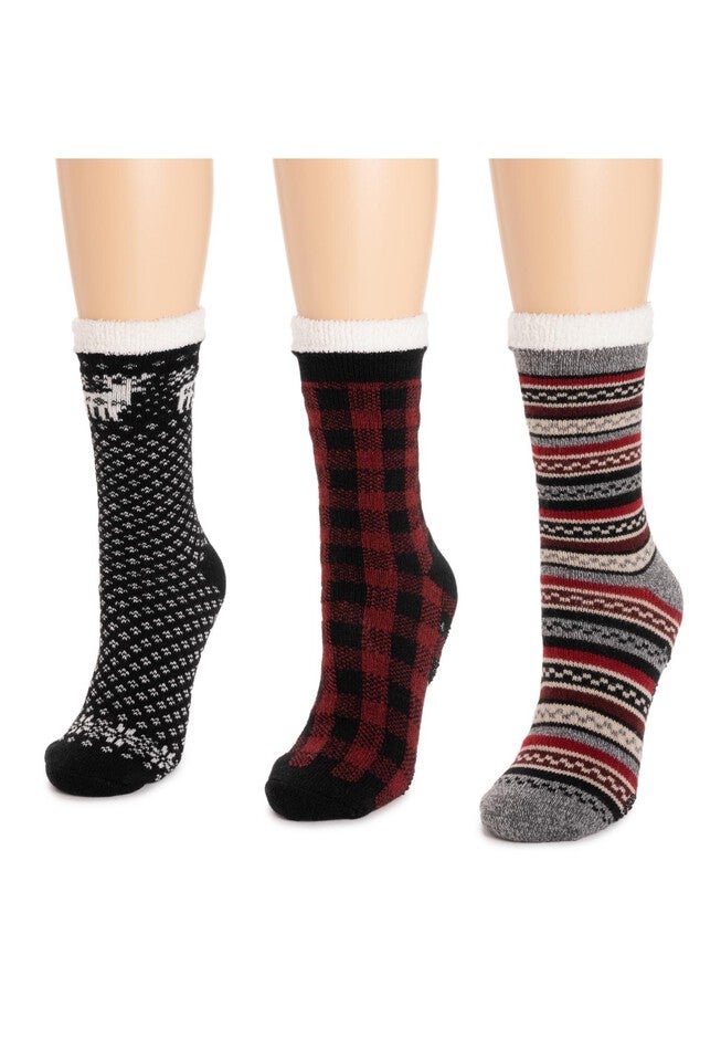 3 Pk. Tall Cozy Lined Lounge Socks, , alternate image number null