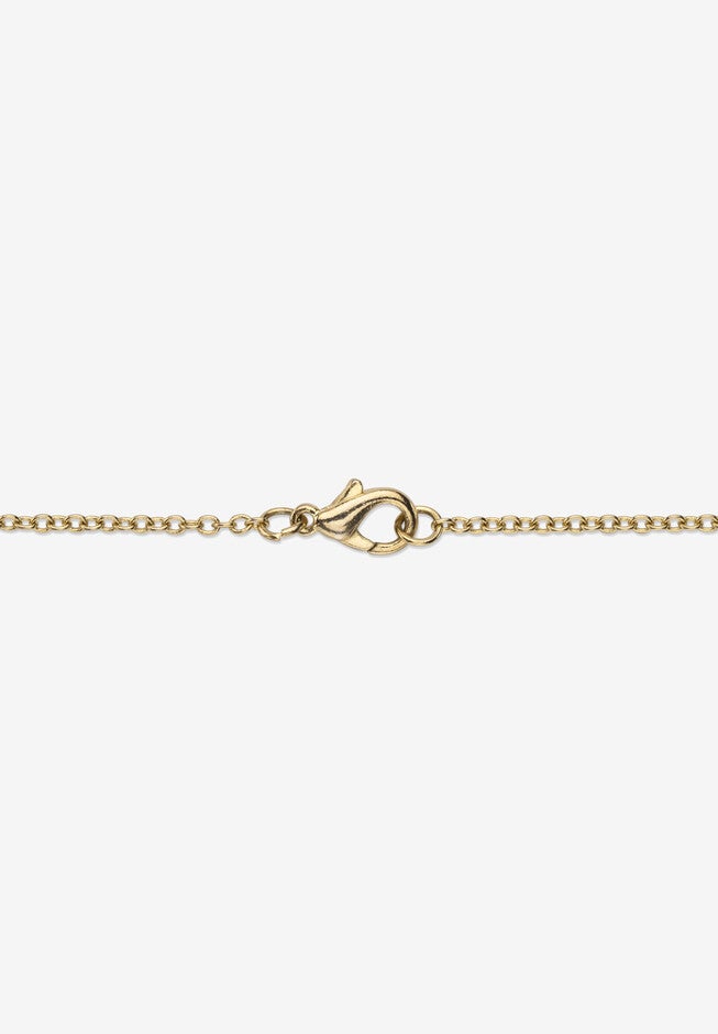 Yellow Gold-Plated Marquise Shaped Onyx And Cubic Zirconia Pendant Jewelry, , on-hover image number 1