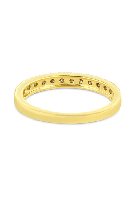 Yellow Gold Over Silver 1/4 Cttw Champagne Diamond 11 Stone Band Ring, , alternate image number null