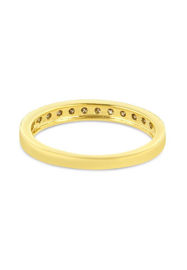 Yellow Gold Over Silver 1/4 Cttw Champagne Diamond 11 Stone Band Ring, , alternate image number 3