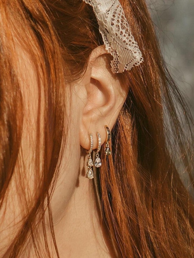 Elise Delicate Huggie Hoops, GOLD, alternate image number 3