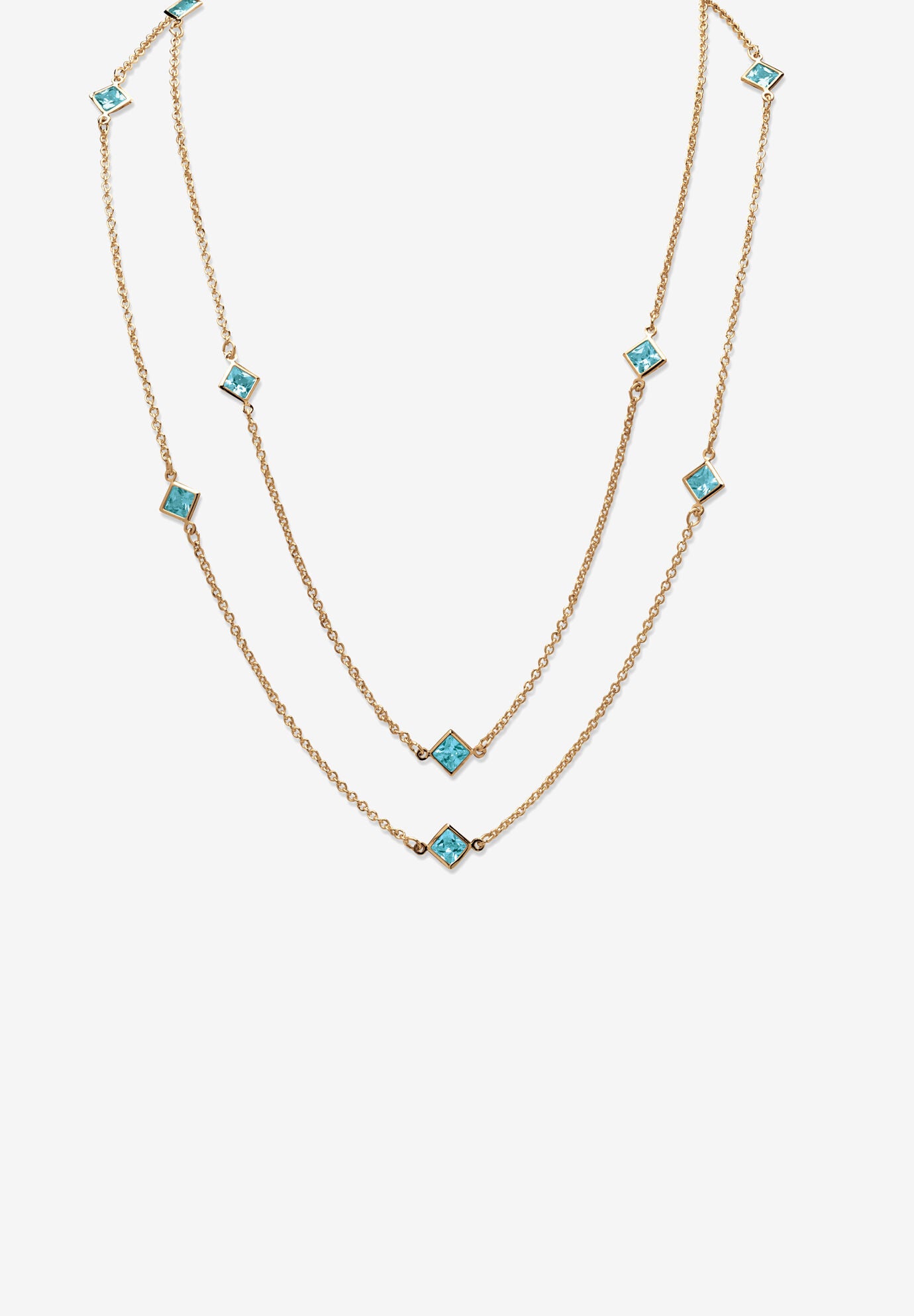 Gold Tone Endless 48 inches Necklace with Princess Cut Birthstone, DECEMBER, hi-res image number 0