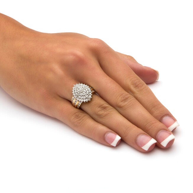 3/8 TCW Diamond Marquise-Shaped Ring 18k Yellow Gold-plated Sterling Silver, WHITE, alternate image number null