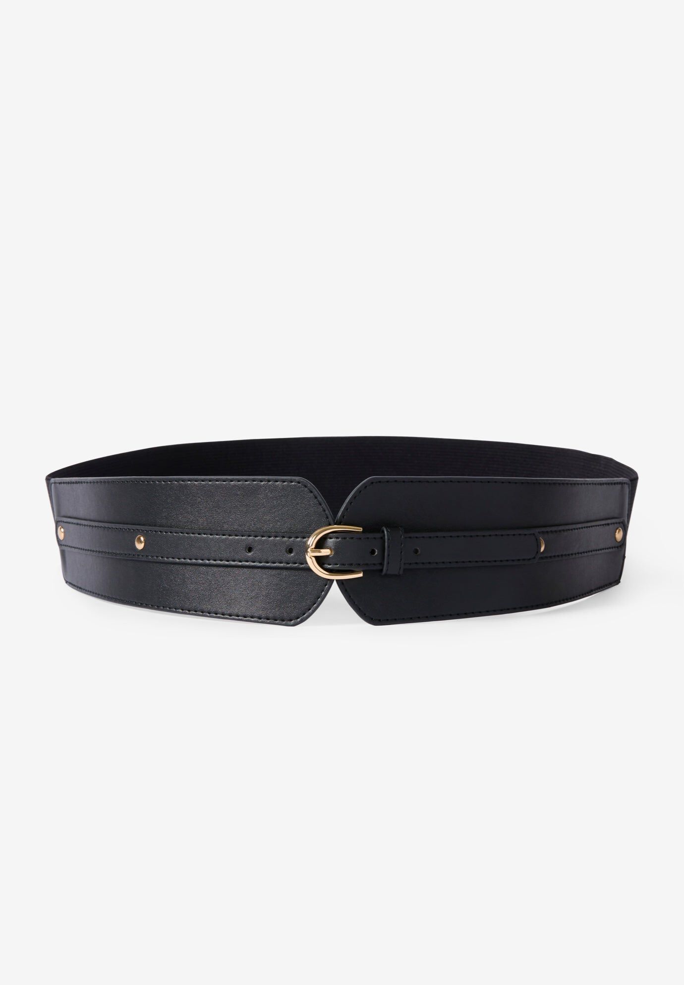 Buckle-Front Waist Belt, BLACK, hi-res image number 0
