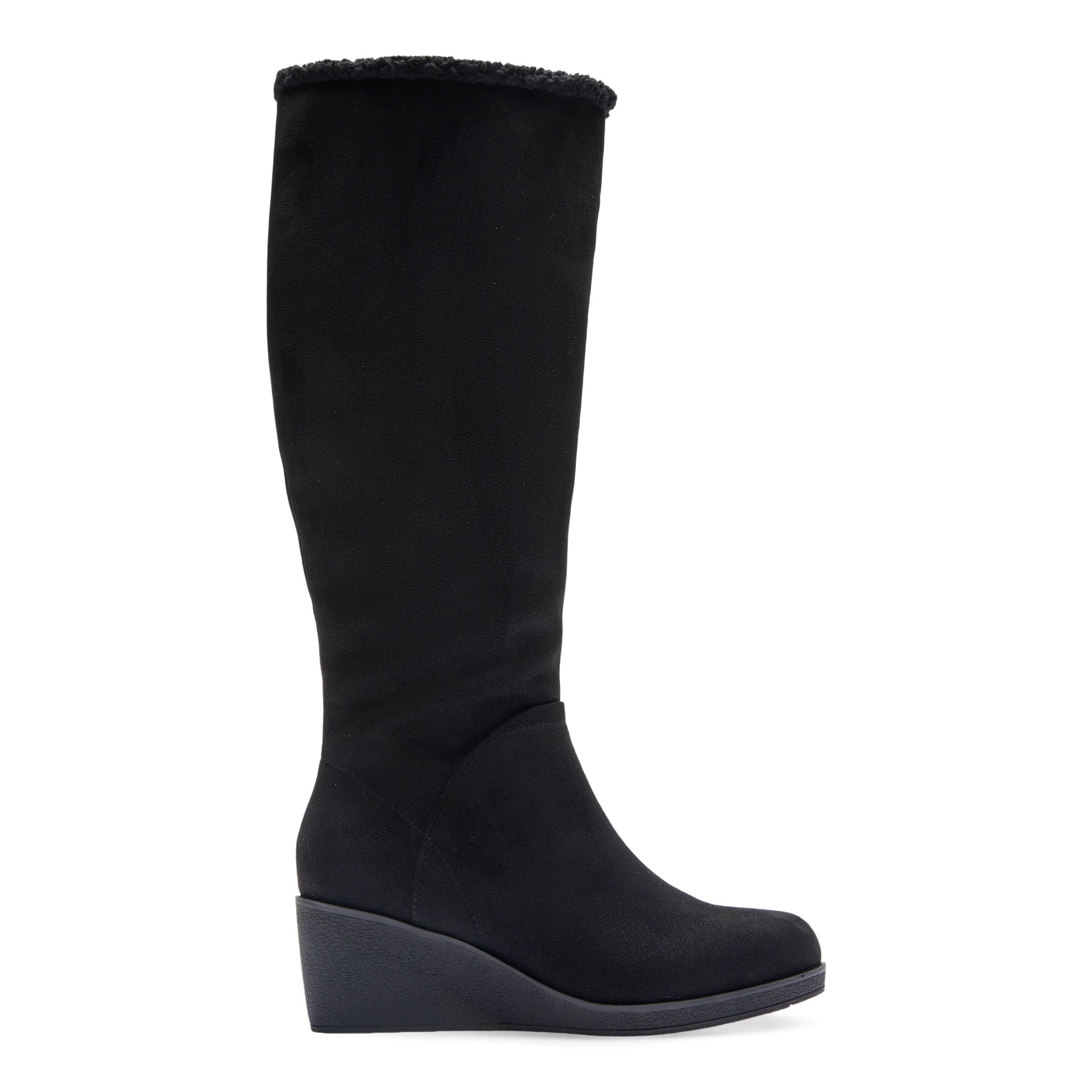 2Binocular Tall Wedge Boot, BLACK FAUX SUEDE, alternate image number 2