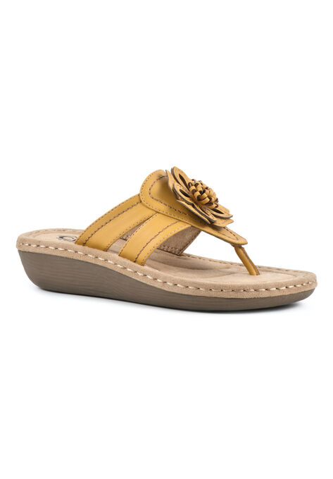 Carnation Wedge Sandal, YELLOW SMOOTH, hi-res image number null