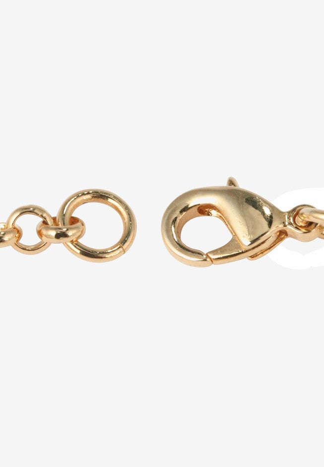 Goldtone Cubic Zirconia Charm Bracelet, 7.5" with .5" extender, , on-hover image number null