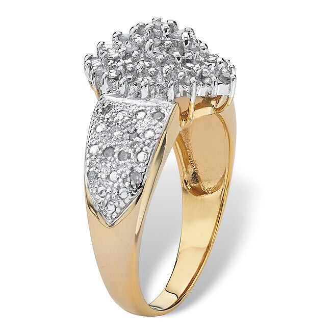 1/4 TCW Round Diamond 18k Gold-plated Sterling Silver Marquise-Shaped Ring, WHITE, on-hover image number 1