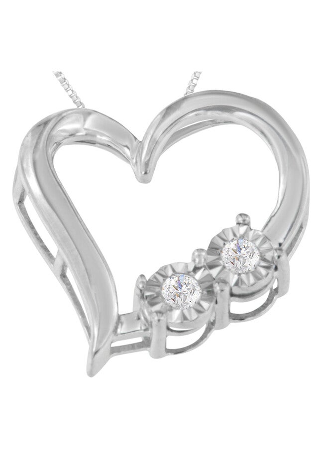 Silver 1/10 Cttw Diamond Heart Pendant Necklace, , alternate image number 3