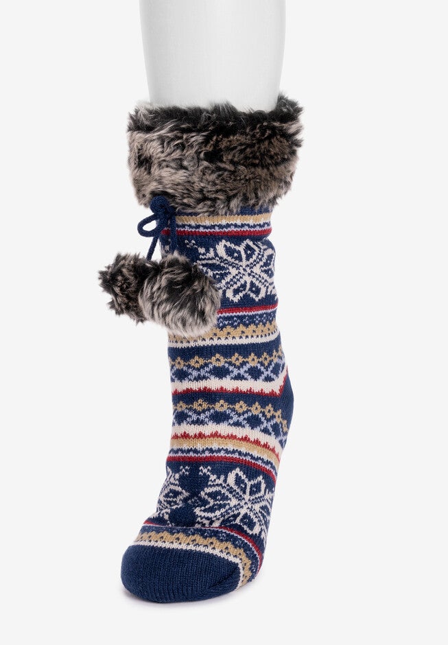 Fur Cuffed Cabin Socks, , alternate image number null